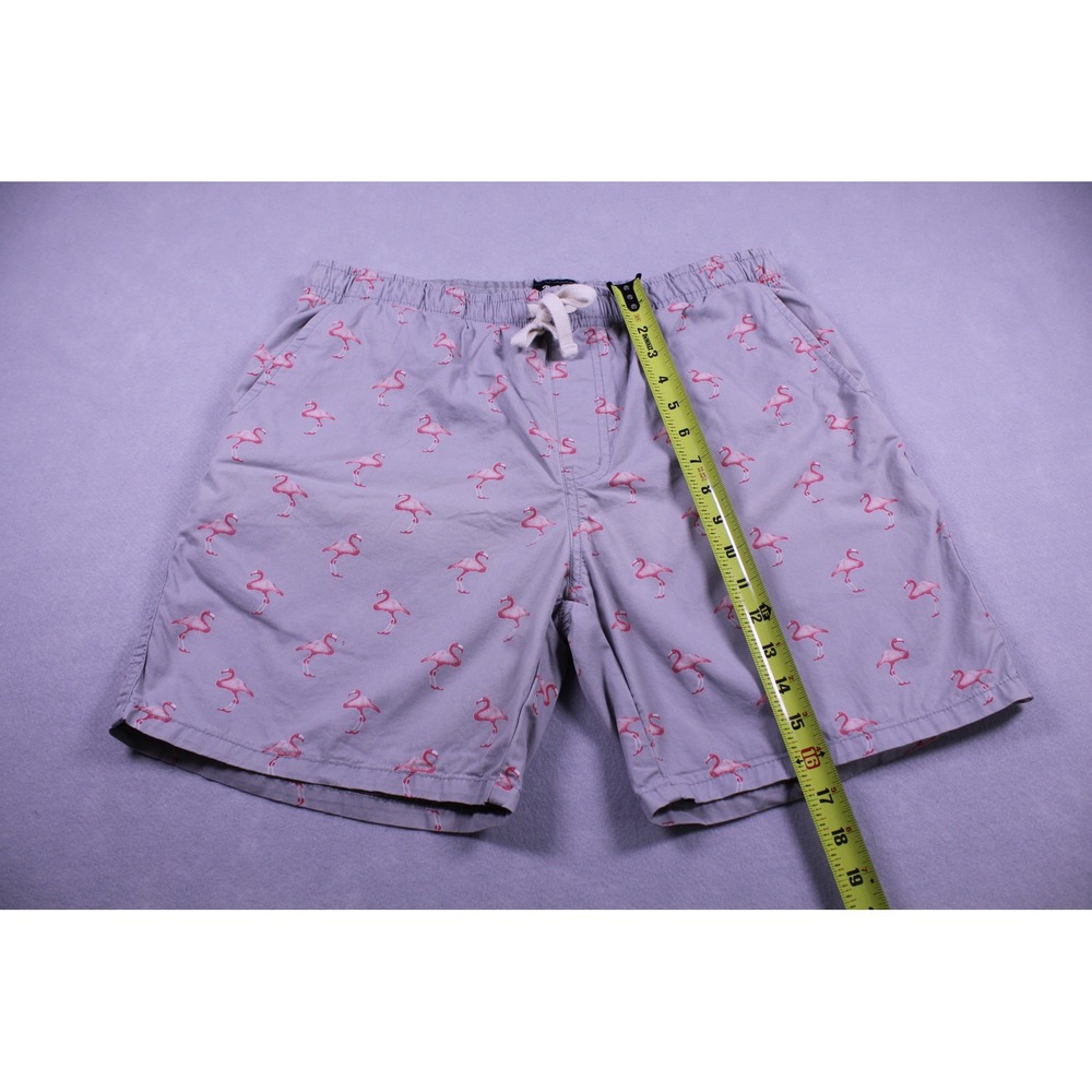 Artistry in Motion Men's Grey Pink Flamingo Print Casual Drawstring Shorts - Picture 2 of 5